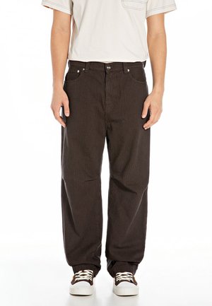 BAGGY FIT UNISEX - Tygbyxor - blue/coffee bean