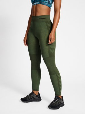 Hummel, HMLCLEA SEAMLESS MID WAIST TIGHTS - Tights - climbing ivy beetle melange