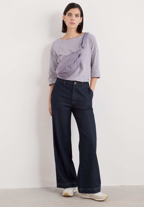 Seasalt Women's Sailor 3/4 Sleeve Top Organic Cotton Jersey In Tri Mini Cornish Chalk Rose Dew