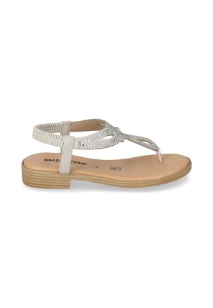 Sandalo bianco con tacco basso in legno, cinturino elastico posteriore e tomaia decorativa argento con ritagli e piccole borchie.