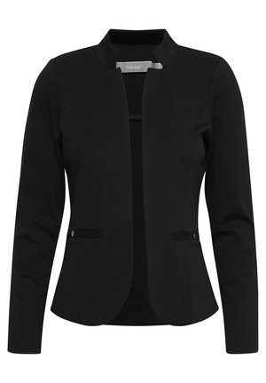 Crni sako s okruglim ovratnikom, dugim rukavima i dva prednja džepa. Izdvaja se elegantnim, minimalističkim dizajnom i suptilnim detaljima na dugmetima.