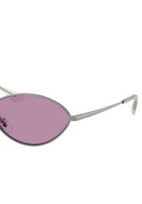 Occhiali da sole ovali, tinti di rosa, con una sottile montatura in metallo argentato e aste eleganti. Design minimalista con una finitura liscia e dettagli sottili.