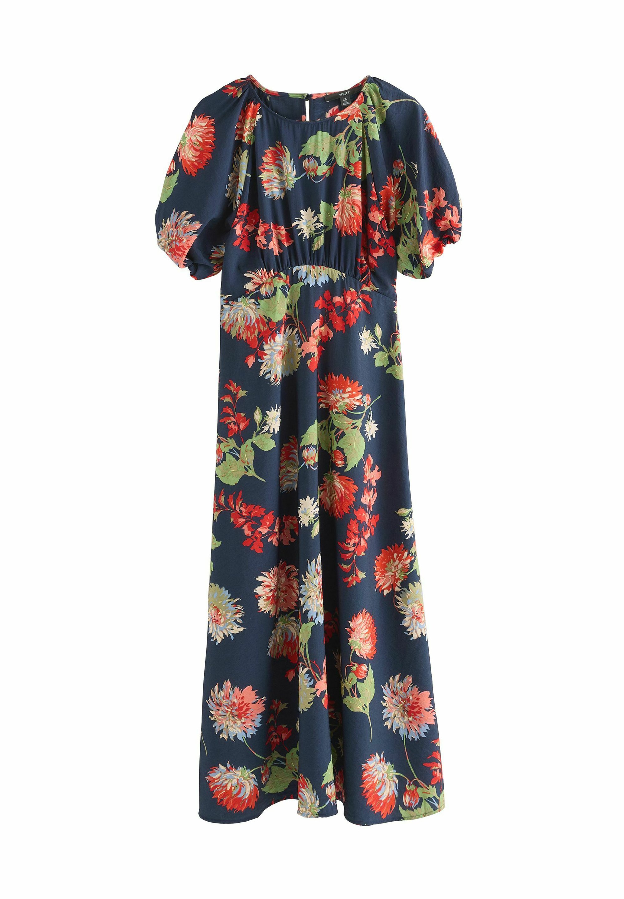 Next TALL FIT - PRINT PUFF SLEEVE MIDI DRESS . - Maxi dress - navy blue  floral/blue - Zalando
