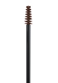 Ögonbrynspensel med ett svart handtag och ett spiralformat borsthuvud i mörkbrunt. Designen har en rak, smal silhuett för precision.