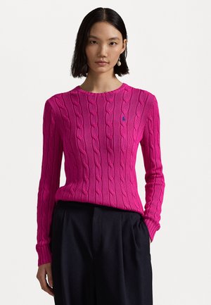 CABLE KNIT COTTON CREWNECK SWEATER - Vesta - regatta pink