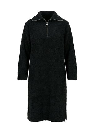 Ulla Popken, COLLARED LONG SLEEVE SWEATER DRESS - Gebreide jurk - black