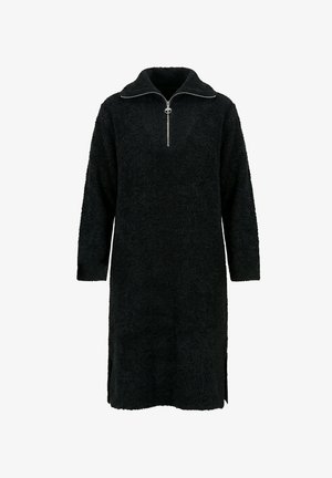 Ulla Popken, COLLARED LONG SLEEVE SWEATER DRESS - Gebreide jurk - black