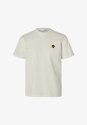 Selected, SLHREG-RIPLEY EMB TEE - T-shirt imprimé - white alyssum