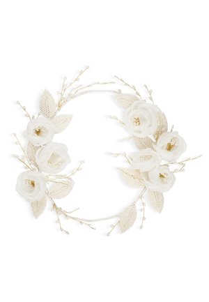 HEADBAND WITH FLOWERS AND BEADS - Accessori capelli - white