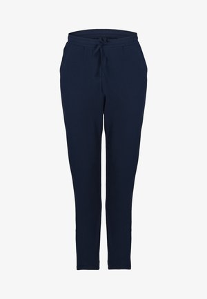 Pantalon de survêtement bleu marine slim avec taille élastique et cordon de serrage à l'avant, doté de poches latérales et de jambes fuselées.