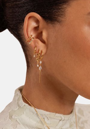 My Jewellery, EAR GAME SET OF THREE HOOP EARRINGS WITH HEART AND RHINESTONES - Ohrringe - gold-coloured