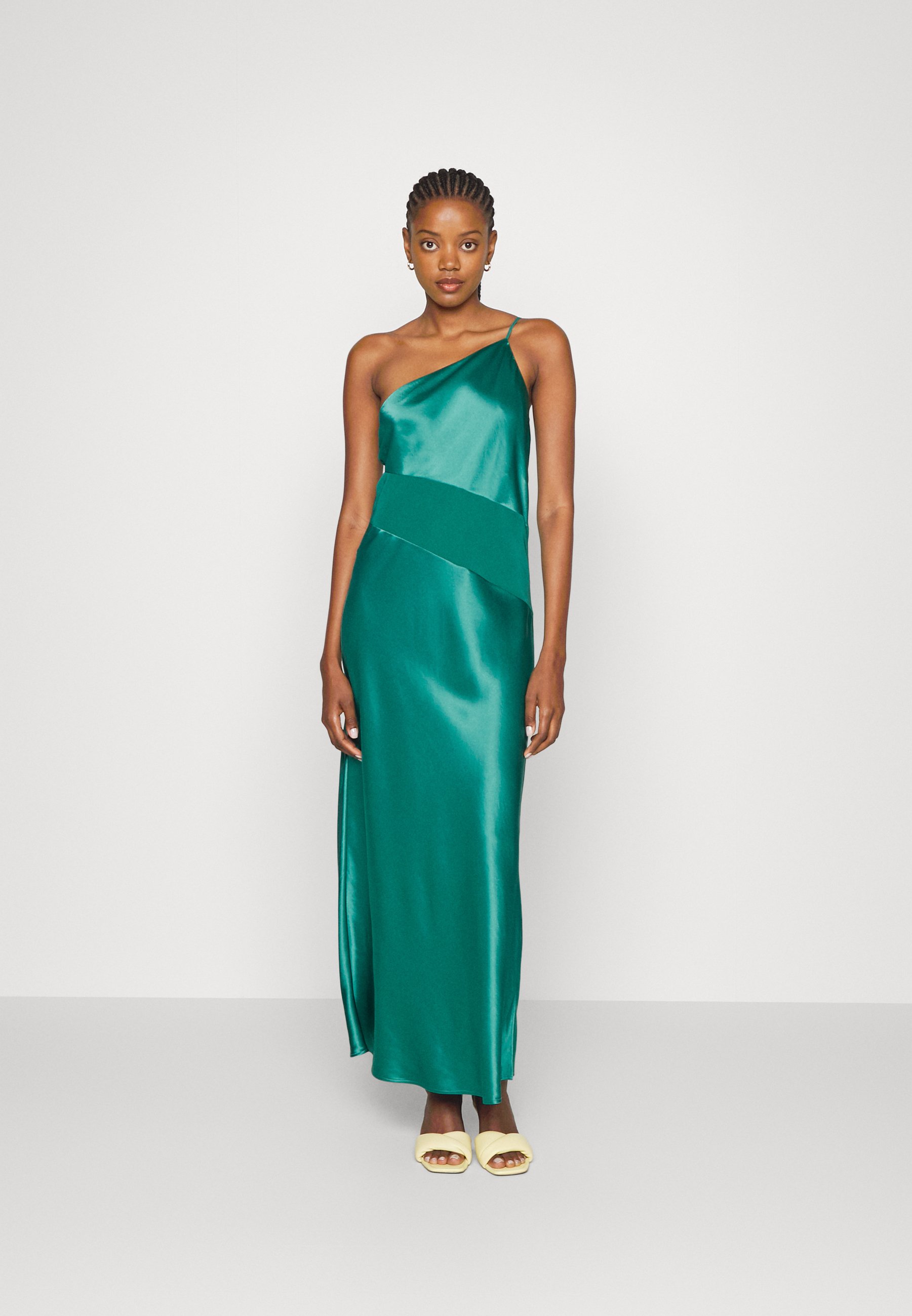 Calvin Klein ASYMMETRIC SHINE SLIP DRESS - Cocktail dress / Party dress -  saltwater green/teal 