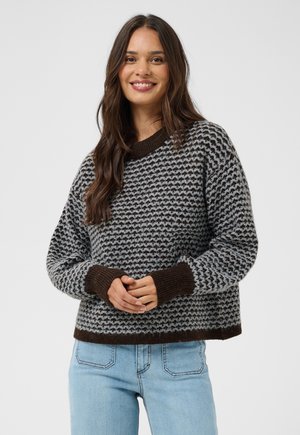 Kaffe, KAMARLLA - Pullover - coffee bean m grey m pattern