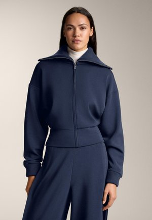 WAIST COLLAR WITH BRUSHED - Cipzáras pulóver - metallic blue