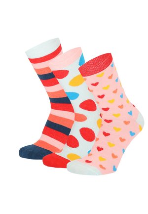 Yuhu, HERZEN STREIFEN UND PUNKTE MUSTER - 3ER PACK (35-42) - Socken - pink