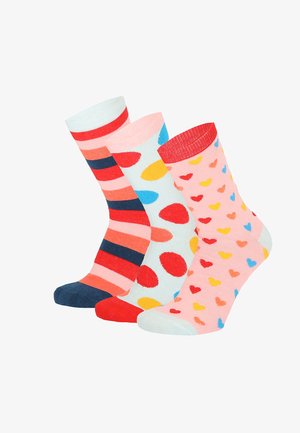 Yuhu, HERZEN STREIFEN UND PUNKTE MUSTER - 3ER PACK (35-42) - Socken - pink