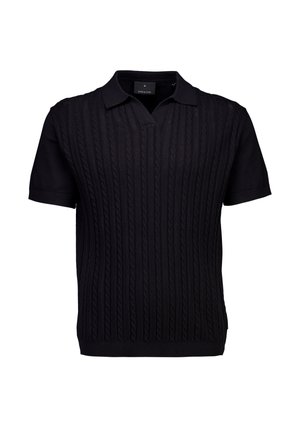 S/S CABLE V-NECK  - Poloshirt - black