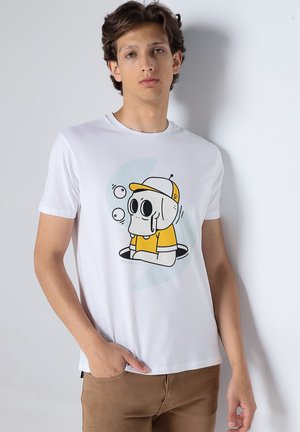 KURZARM-MIT GRAFIK - Print T-shirt - weiß
