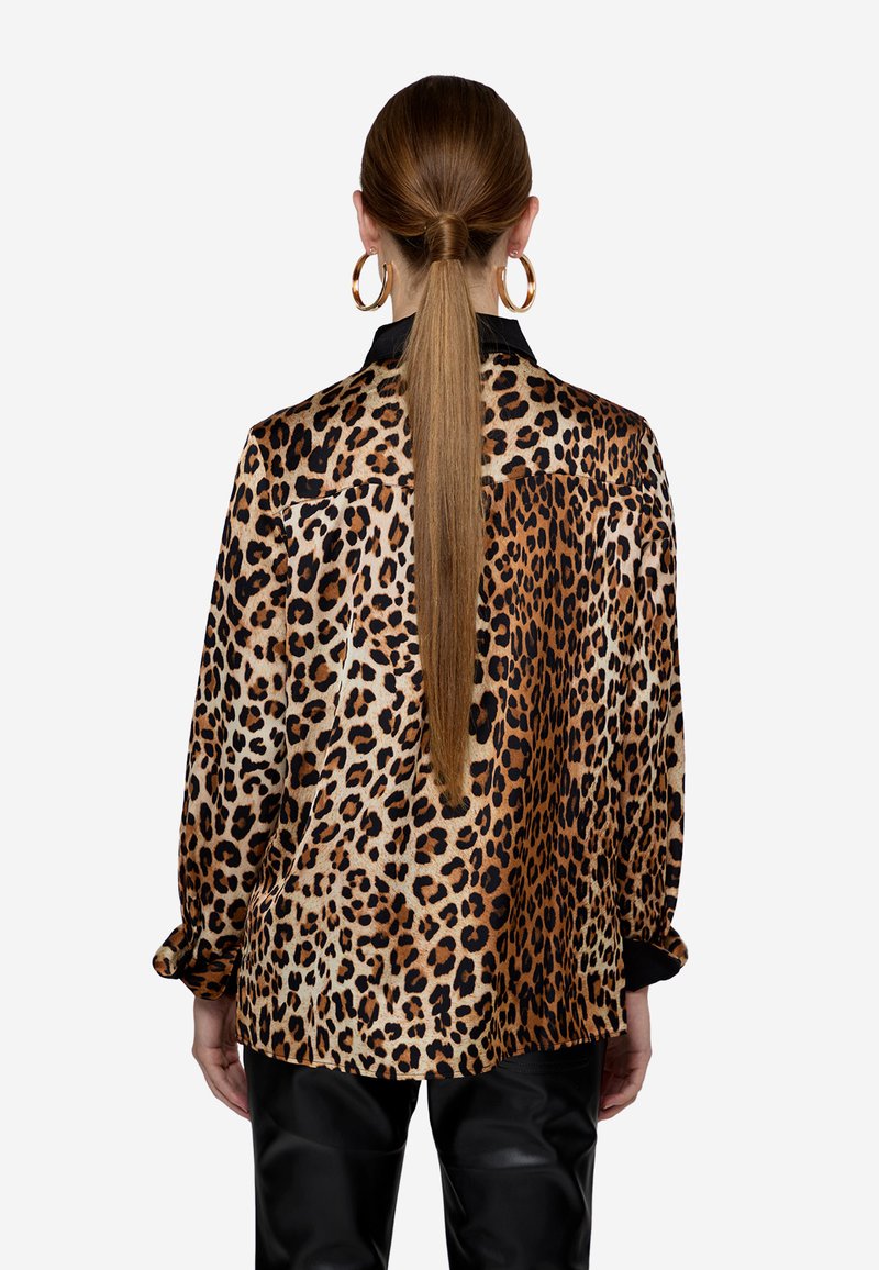 Fronage Camicia Donna Maniche Lunghe Con Stampa Leopardo E Blocchi Di Colore – Vestibilità Larga In Misto Cotone, Taglie S-XL