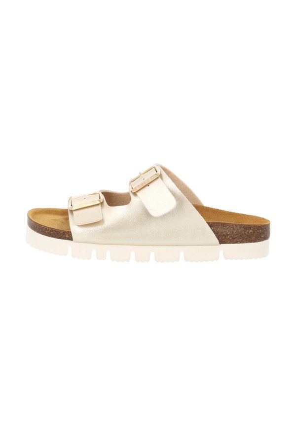Pantolette flach - gold beige