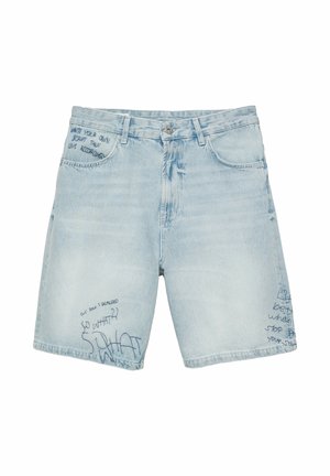 PULL&BEAR, BAGGY DENIM WITH EMBROIDERY - BERMUDA SHORTS - Short en jean - light-blue denim
