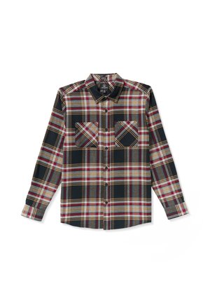 Geruite flanellen shirt in zwart, rood en groen met twee borstzakken. Voorzien van lange mouwen en een knoopsluiting. Zachte stoftextuur.