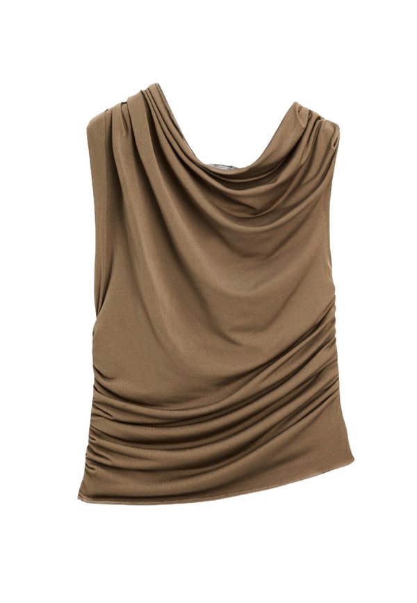 WITH DRAPED DETAIL - Top - khaki3