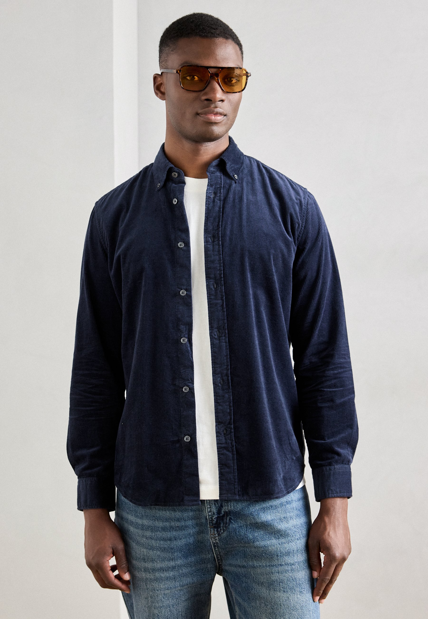 Camicia in cotone e lino collo button down con taschino Pancaldi outlet online