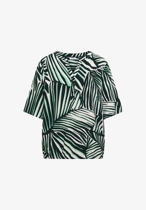 Cecil, KURZARM BLUSE MIT SPLIT NECK UND PRINT - Blouse - palm breeze green
