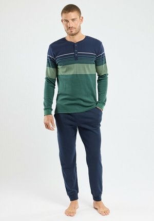 JOGGING  SET - Pyjama - vert m marine d beige al