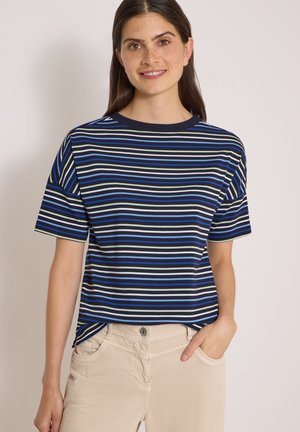 Cecil, T-SHIRT MIT MULTICOLOR STREIFEN - T-shirt imprimé - urban dark blue
