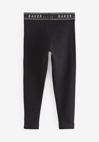 Fekete leggings rugalmas anyagból, elasztikus derékrésszel, ami világosszürke "BAKER" felirattal díszített. Sima textúra, testhez simuló kialakítás.