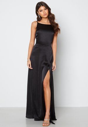 DRAPY-BACK SLIT SATIN GOWN - Společenské šaty - black