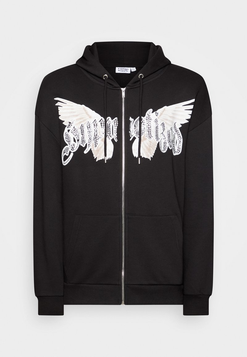 Vintage Supply HYPNOTISE HOTFIX ZIP THROUGH HOODIE - Zip-up sweatshirt -  black - Zalando.de