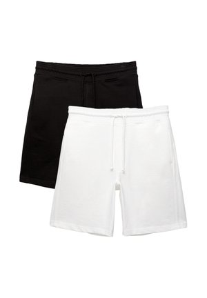 Sæt med sorte og hvide bomuldsshorts, der har en elastisk talje med snore, sidelommer og en afslappet pasform.