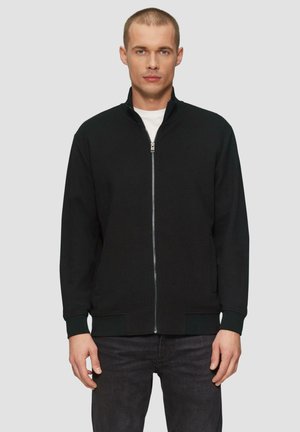 MIT MUSTERSTRUKTUR UND STEHKRAGENA - Strickjacke - schwarz