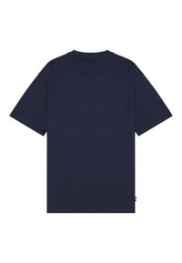 T-shirt a maniche corte di colore blu navy realizzato in cotone. Presenta un colletto a girocollo e un taglio dritto con finiture pulite. Nessun motivo o accentuazione visibili.