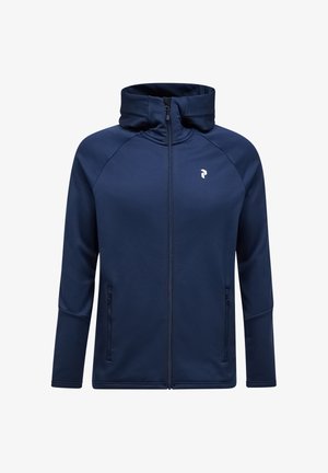 Tumedat sykli jope kõrge kraega, raglanvarrukatega, kahe küljetaskuga ja väikese logoga rinnal. Valmistatud pehmest kangast.