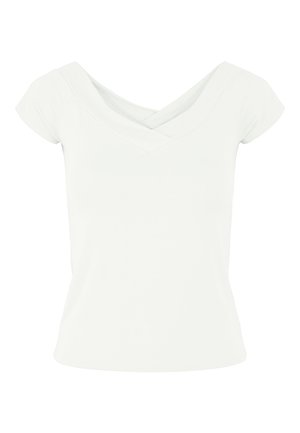 Pieces, PCMALIVA OFF SHOULDER V NECK - T-shirts basic - bright white