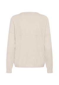 Bežna pletena jopica z dolgimi rokavi z teksturiranim pletenim vzorcem po zgornjem delu hrbta in gladkim pletenjem spodaj.