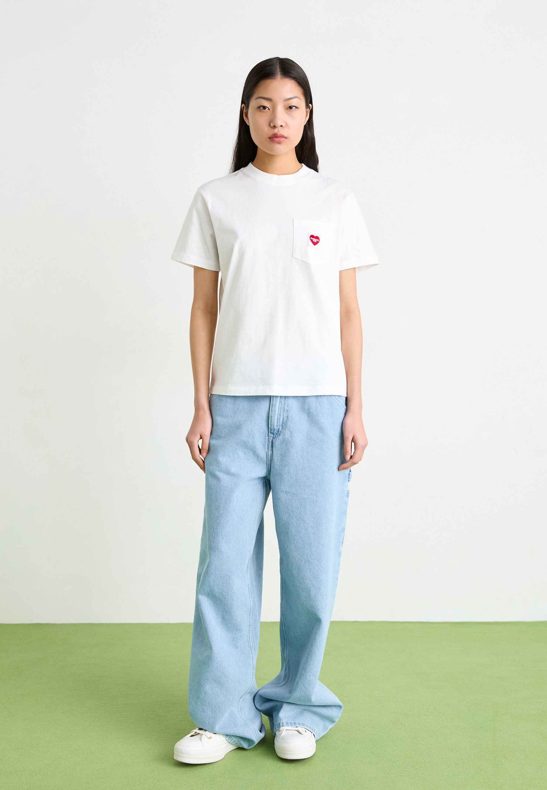 Carhartt WIP POCKET HEART - T-shirt basic - white / red/wit