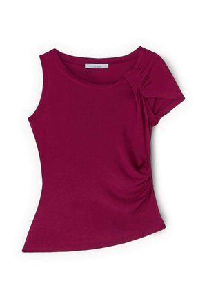 Motivi, TOP ASIMMETRICO CON DRAPPEGGIO - T-Shirt print - bordeaux