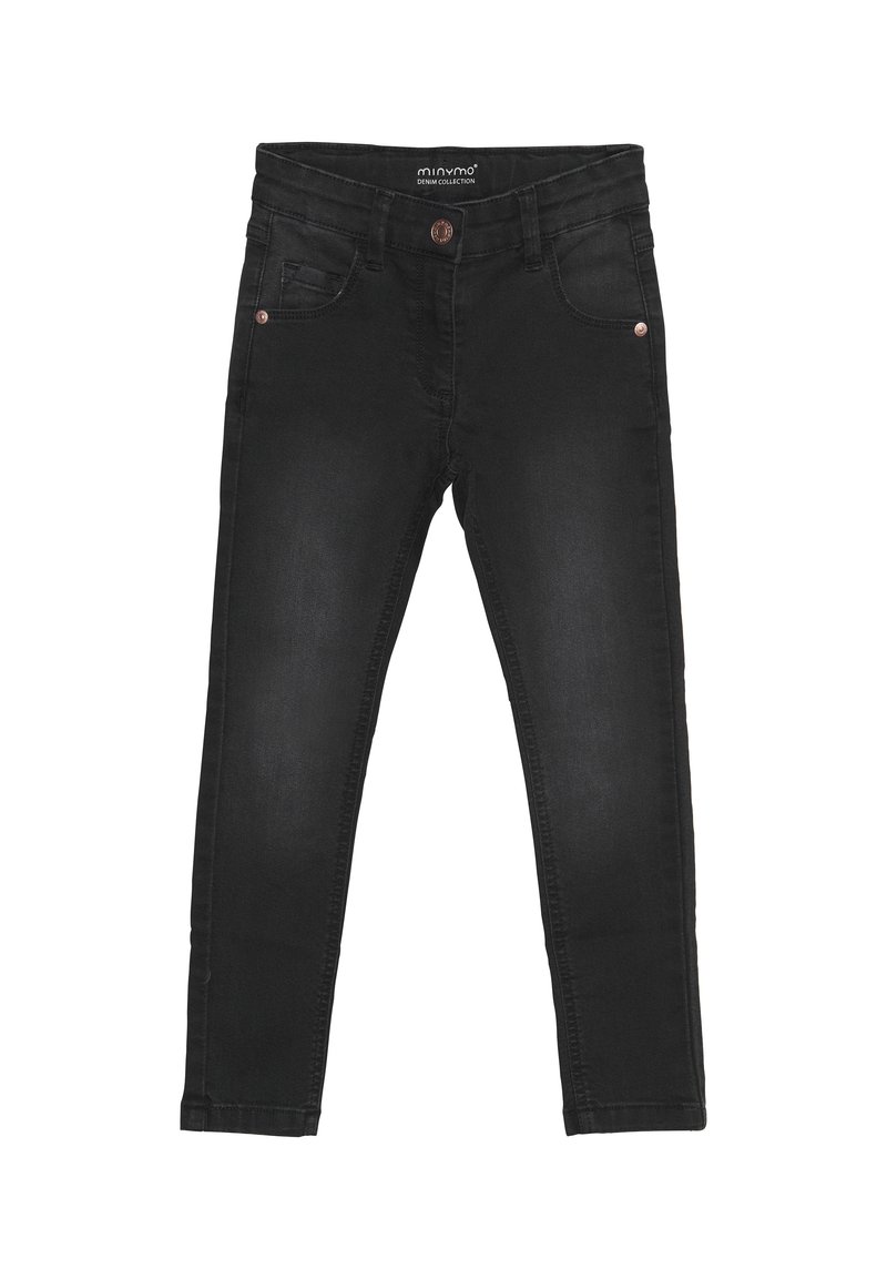 Mustadest teksast skinny teksades, millel on sile pind, viis taskut, nupuga kinnitamine ja õrnad kullatooni detailid.