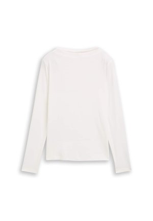 Langarmshirt in het wit, met een ronde halslijn, zachte textuur en zijsplitten voor veel bewegingsvrijheid. Eenvoudig, klassiek ontwerp, ideaal om te combineren.