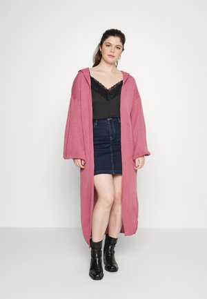 HOODED OPEN MIDI CARDIGAN - Cardigan - pink dust
