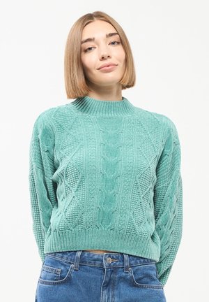 Terranova A LUPETTO CON TRECCE IN CINIGLIA - Maglione - salvia