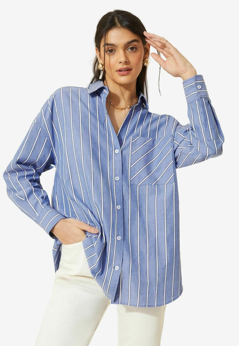 Friends Like These LONG SLEEVE BUTTON THROUGH - Skjortebluser - blue stripe
