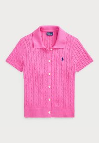CABLE COTTON SHORT SLEEVE POLO CARDIGAN - Kardigán - dalia pink