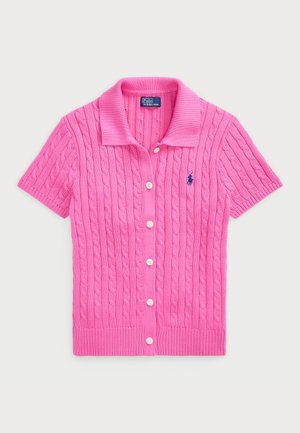 Polo Ralph Lauren CABLE COTTON SHORT SLEEVE POLO CARDIGAN - Neuletakki - dalia pink