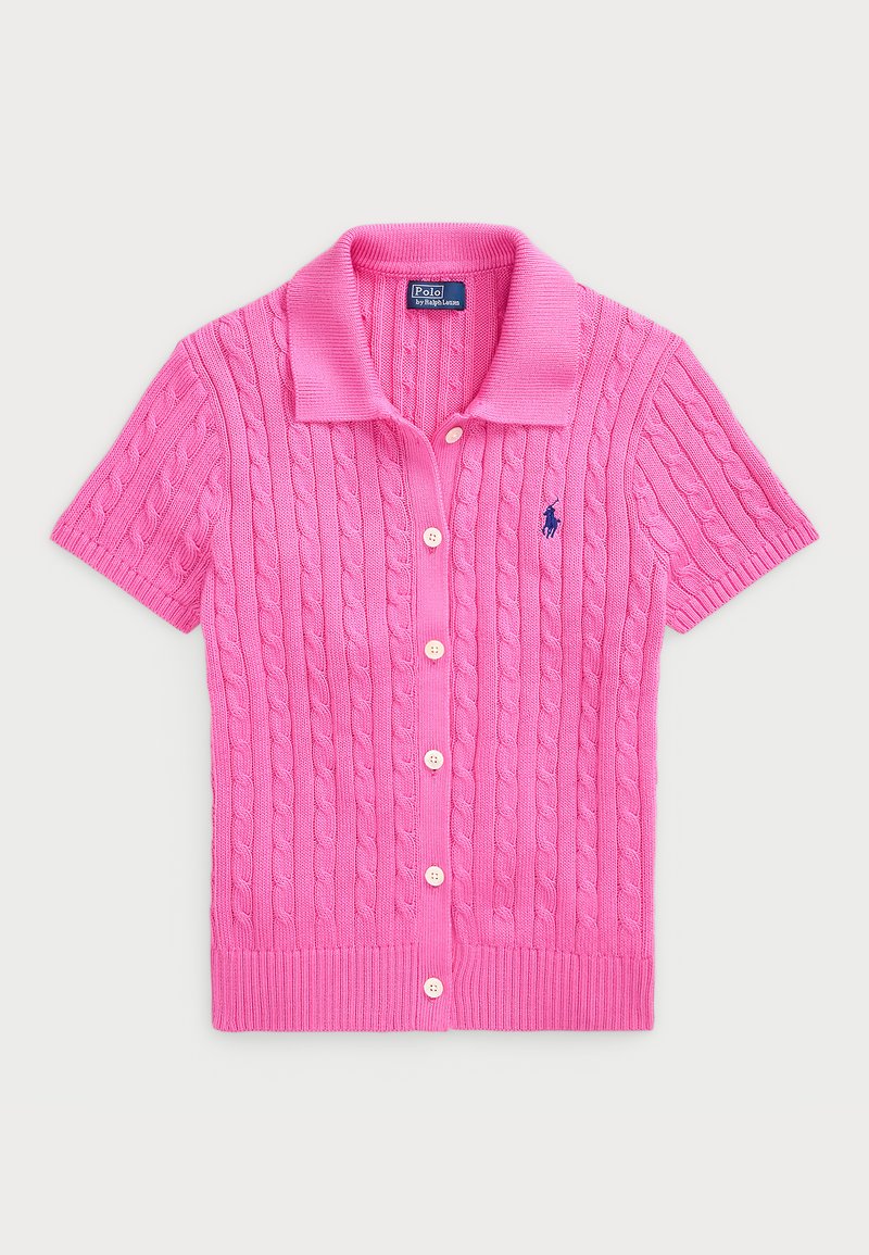 Polo Ralph Lauren CABLE COTTON SHORT-SLEEVE POLO CARDIGAN - Gilet - dalia pink